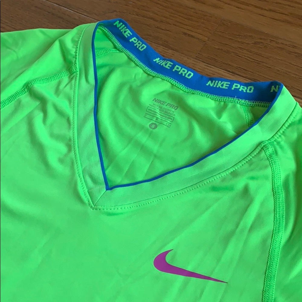 SMALL Nike Pro Lime Green Dri-Fit workout shirt